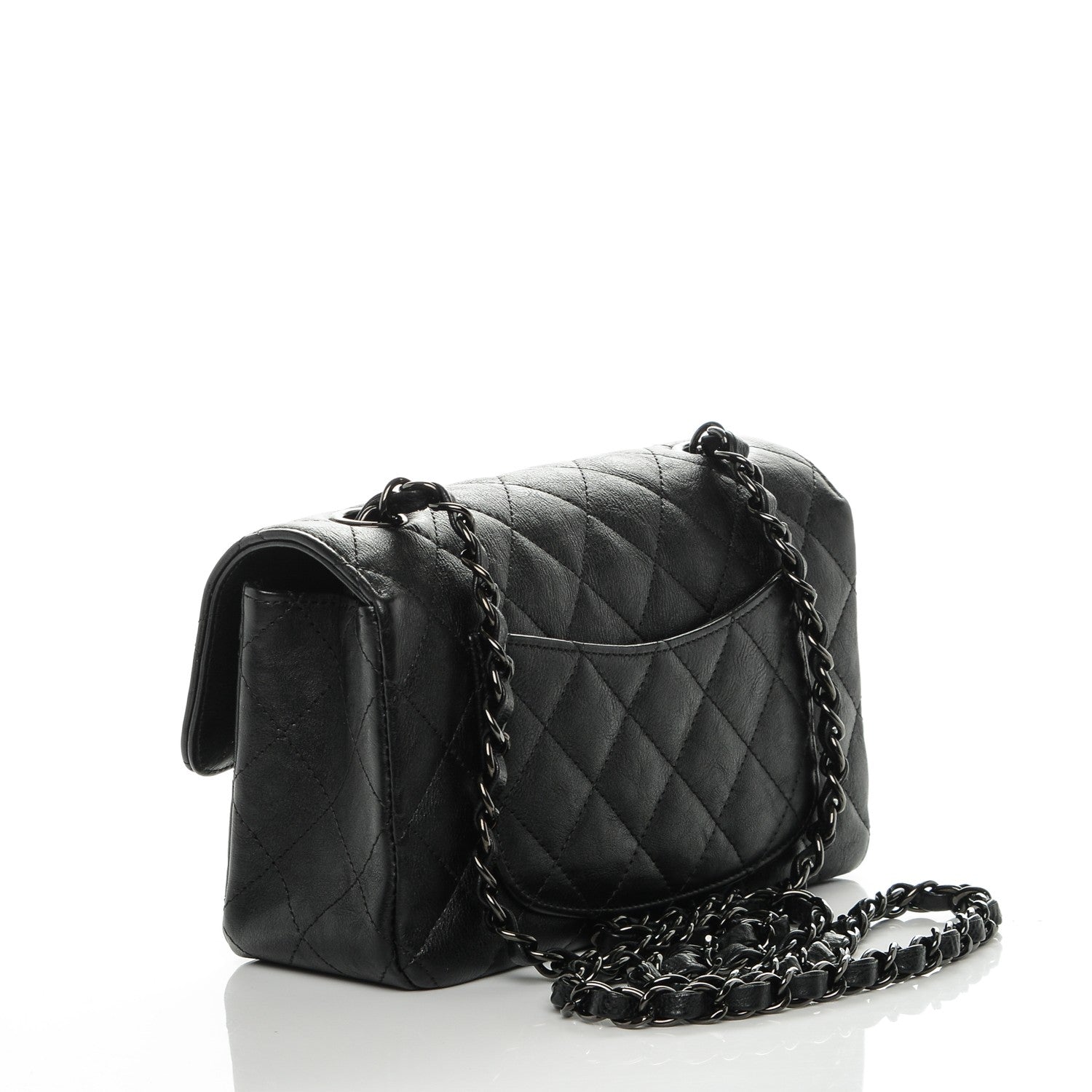 Chanel Crumpled Calfskin Quilted Mini Rectangular Flap So Black 3 of 7