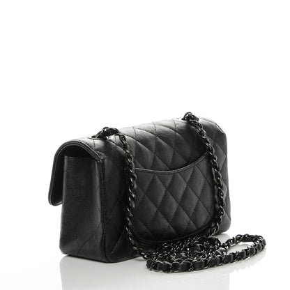Chanel Crumpled Calfskin Quilted Mini Rectangular Flap So Black 3 of 7