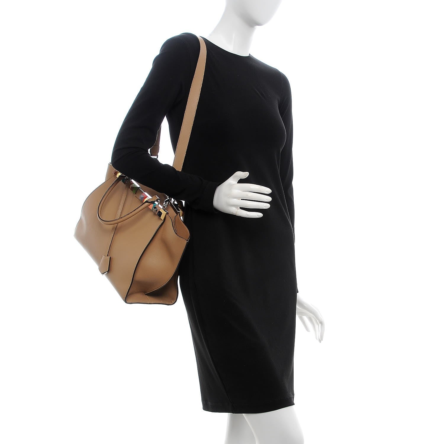 Fendi VItello Dolce Studded Petite 3Jours Tote Cuoio Multicolor 2 of 25