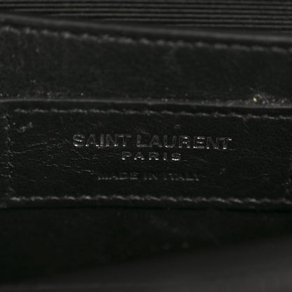 Saint Laurent Grain De Poudre Textured Mixed Matelasse Triquilt Small Monogram Satchel Black 6 of 14
