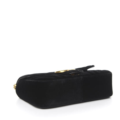 Gucci Velvet Matelasse Mini GG Marmont Shoulder Bag Black 4 of 14