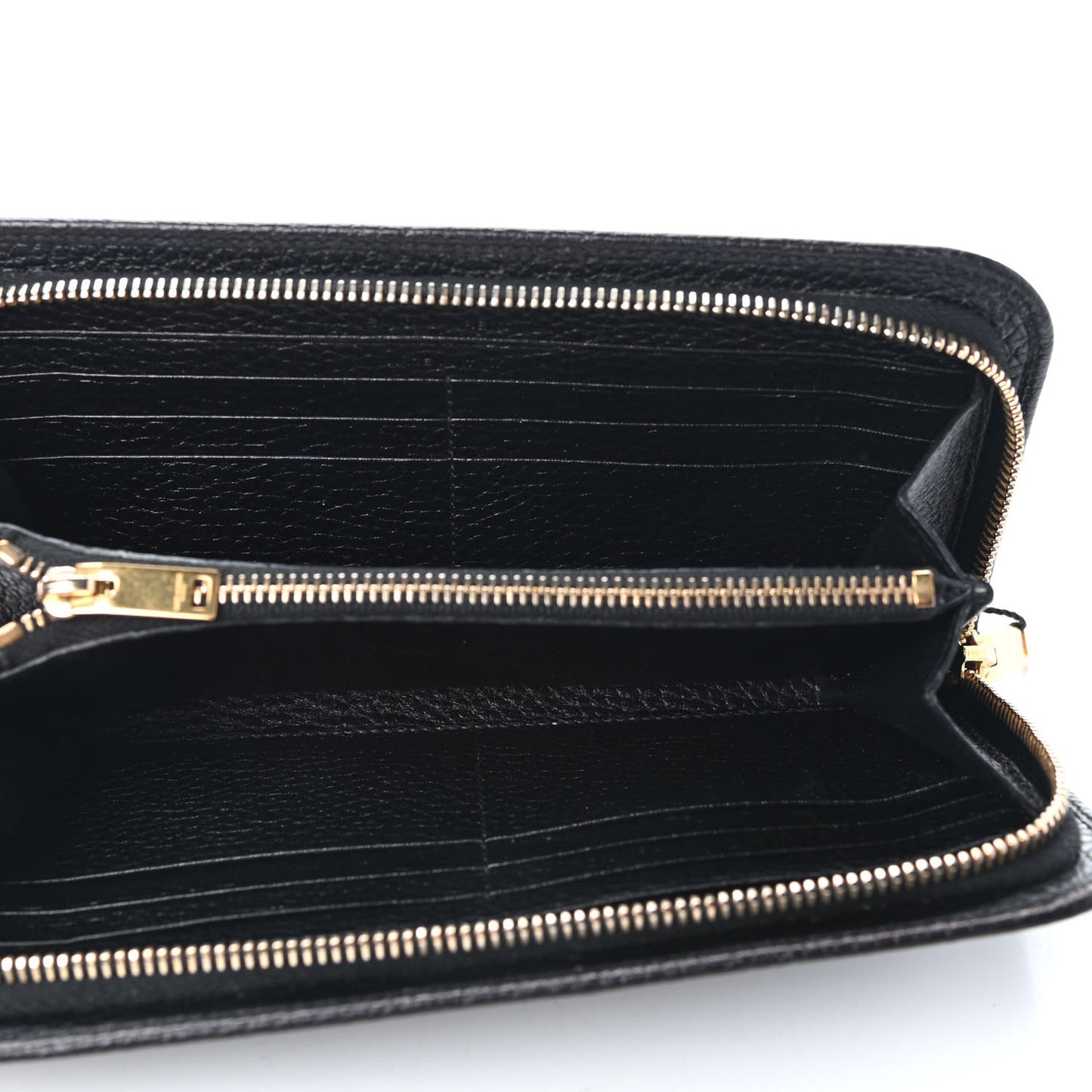 Grained Calfskin Classic Zip Around Continental Wallet Black