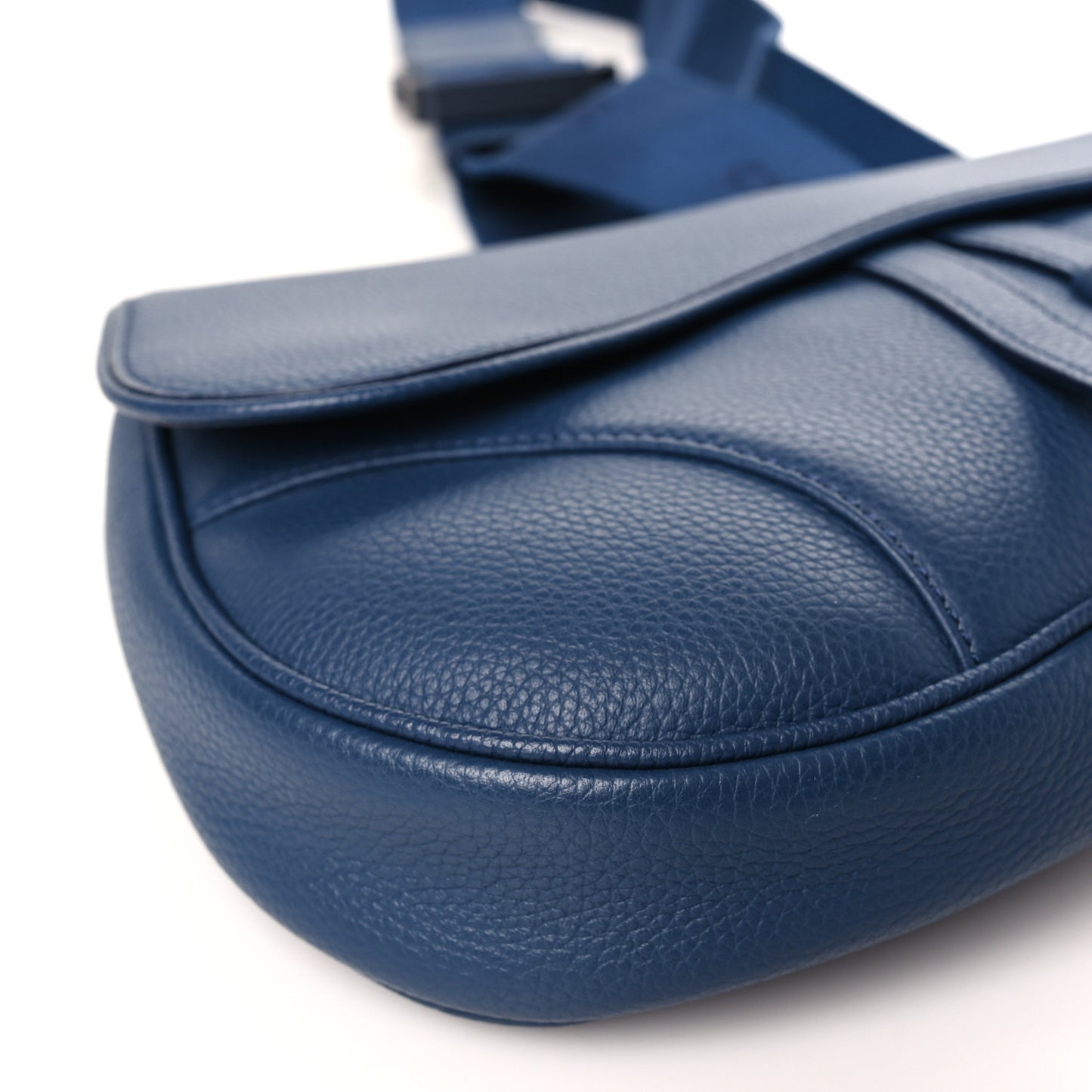 Grained Calfskin Mens Saddle Bag Navy Blue