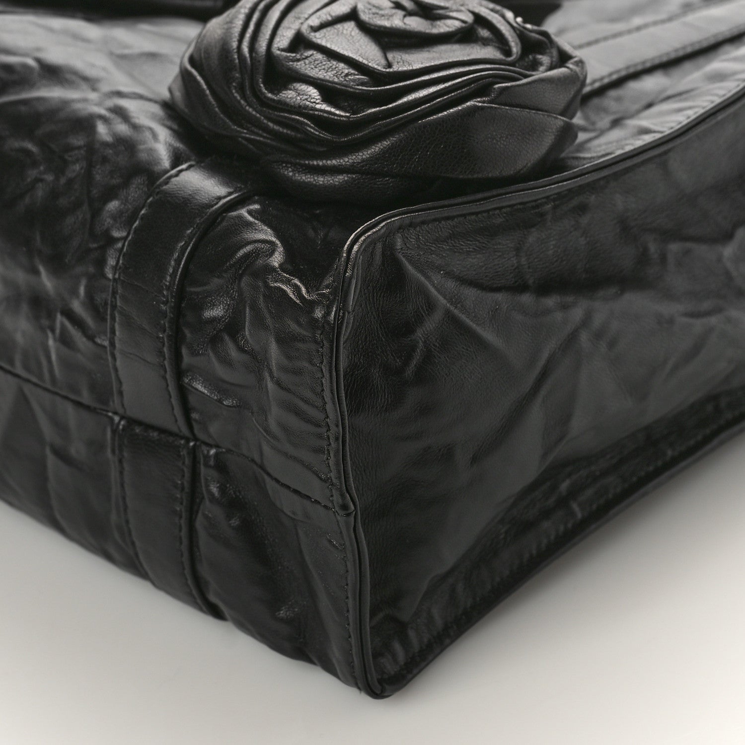 Prada Nappa Antique Rosette Flower Mini Tote Bag Black 8 of 8