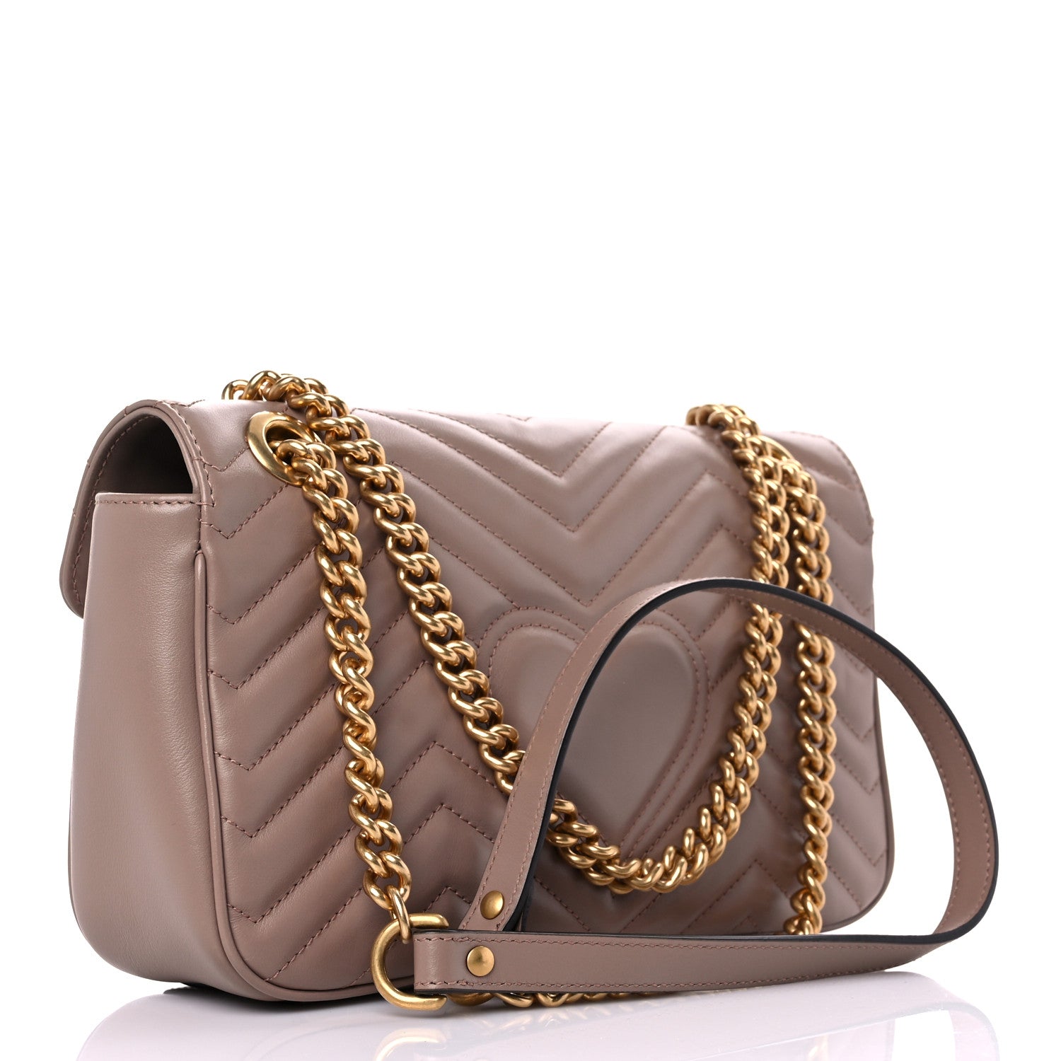 Gucci Calfskin Matelasse Small GG Marmont Shoulder Bag Porcelain Rose 3 of 11