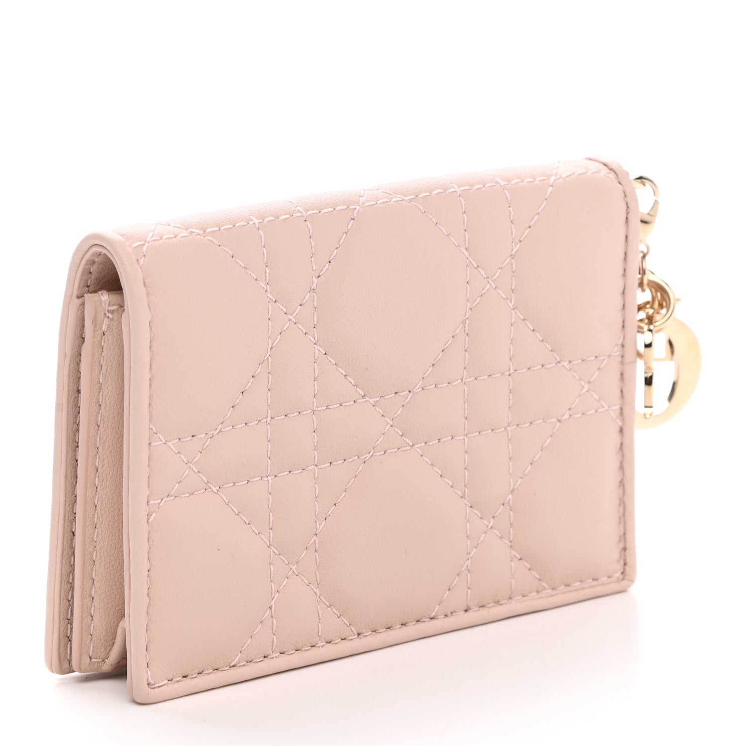 Christian Dior Lambskin Cannage Small Lady Dior Flap Card Holder Light Pink 3 of 8