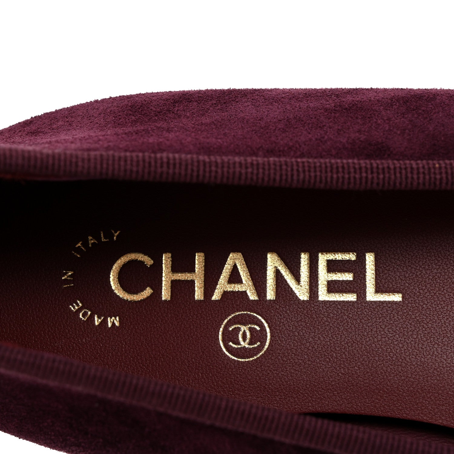 Chanel Suede Calfskin Patent Cap Toe CC Ballerina Flats 38.5 Burgundy 8 of 9