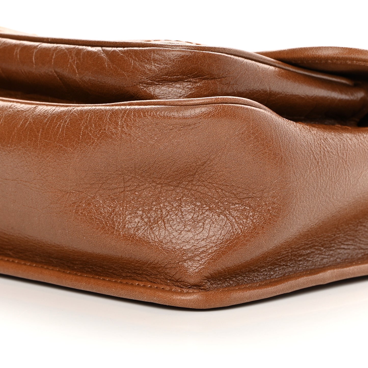 Crinkled Calfskin Matelasse Monogram Medium Niki Chain Satchel Caramel