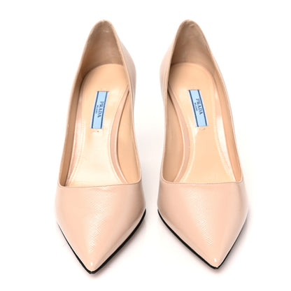 Prada Saffiano Patent Pumps 38.5 Cipria 2 of 9