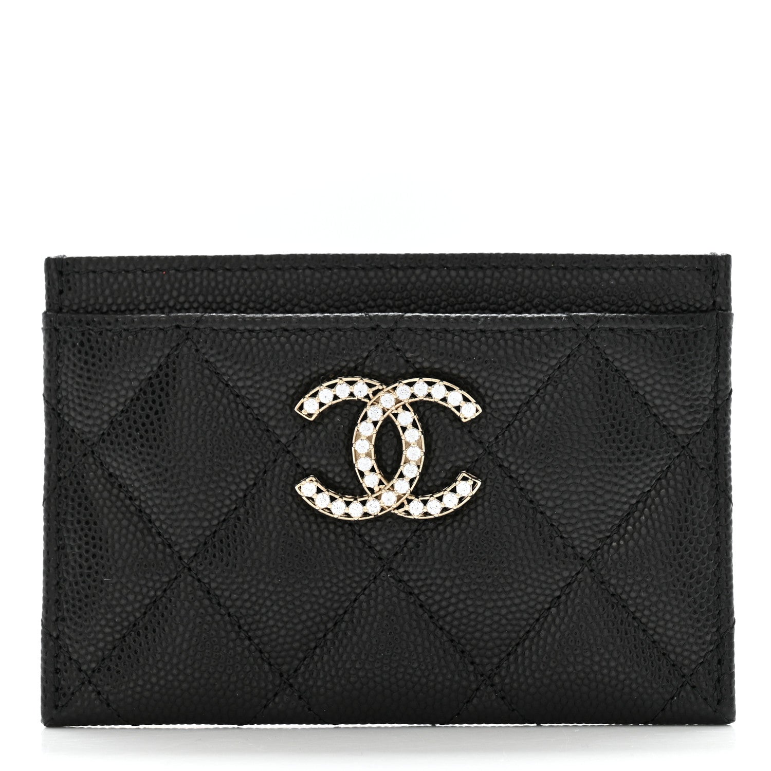 Chanel Caviar Quilted Crystal Card Holder Black 1 of 9