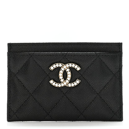 Chanel Caviar Quilted Crystal Card Holder Black 1 of 9