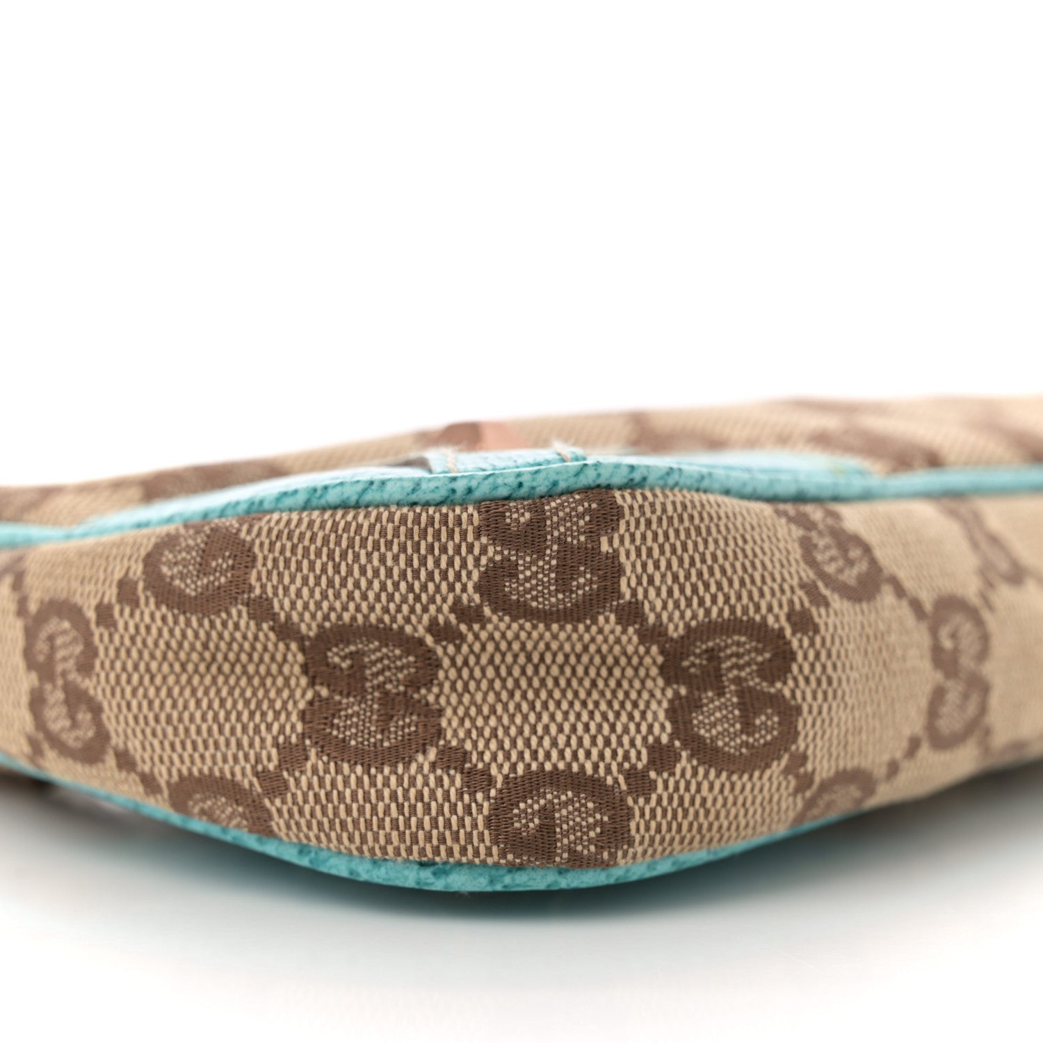 Gucci Monogram Horsebit Nail Chain Pochette Turquoise 9 of 12