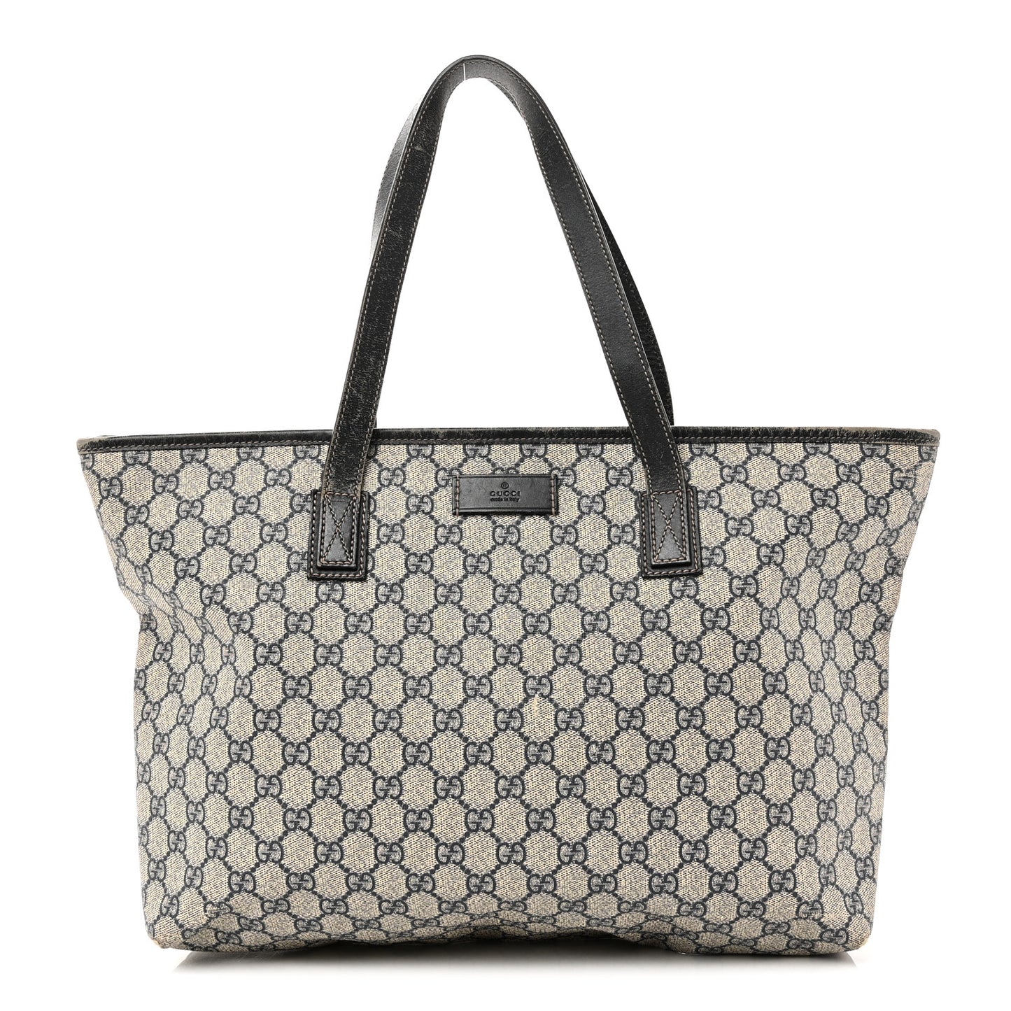 GG Supreme Monogram Medium Zippered Shopping Tote Navy Navy