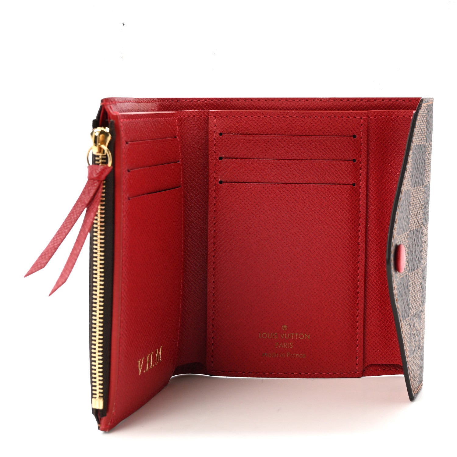 Louis Vuitton Damier Ebene Victorine Wallet Red 5 of 7