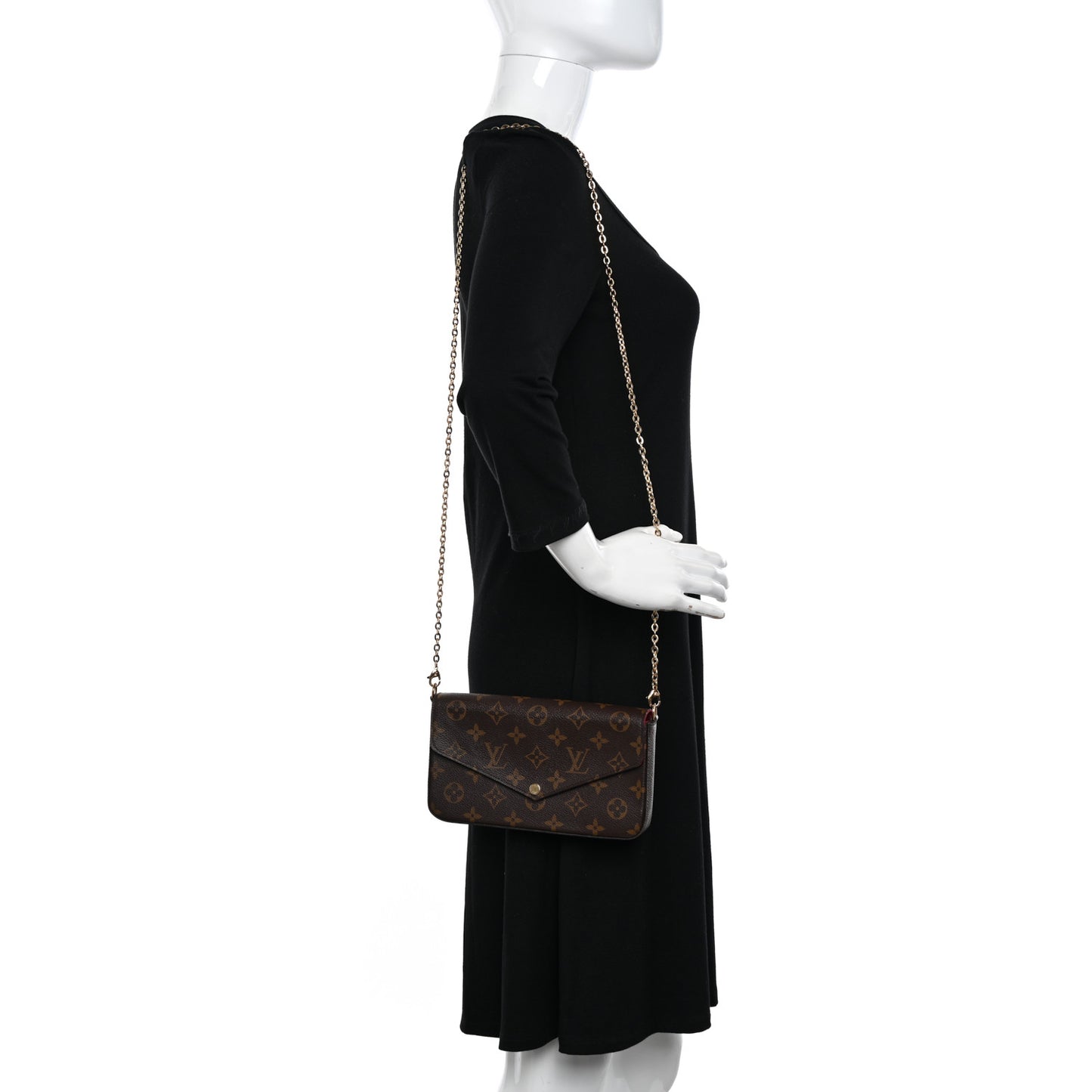 Monogram Pochette Felicie Chain Wallet Fuchsia