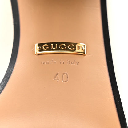 Gucci Betis Glamour Calfskin Web Pearl Embellished Peyton 75mm Loafer Pumps 40 Mystic White 6 of 9