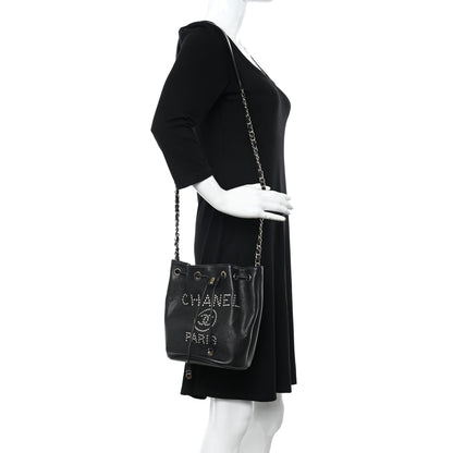 Chanel Caviar Deauville Drawstring Bucket Bag Black 2 of 11