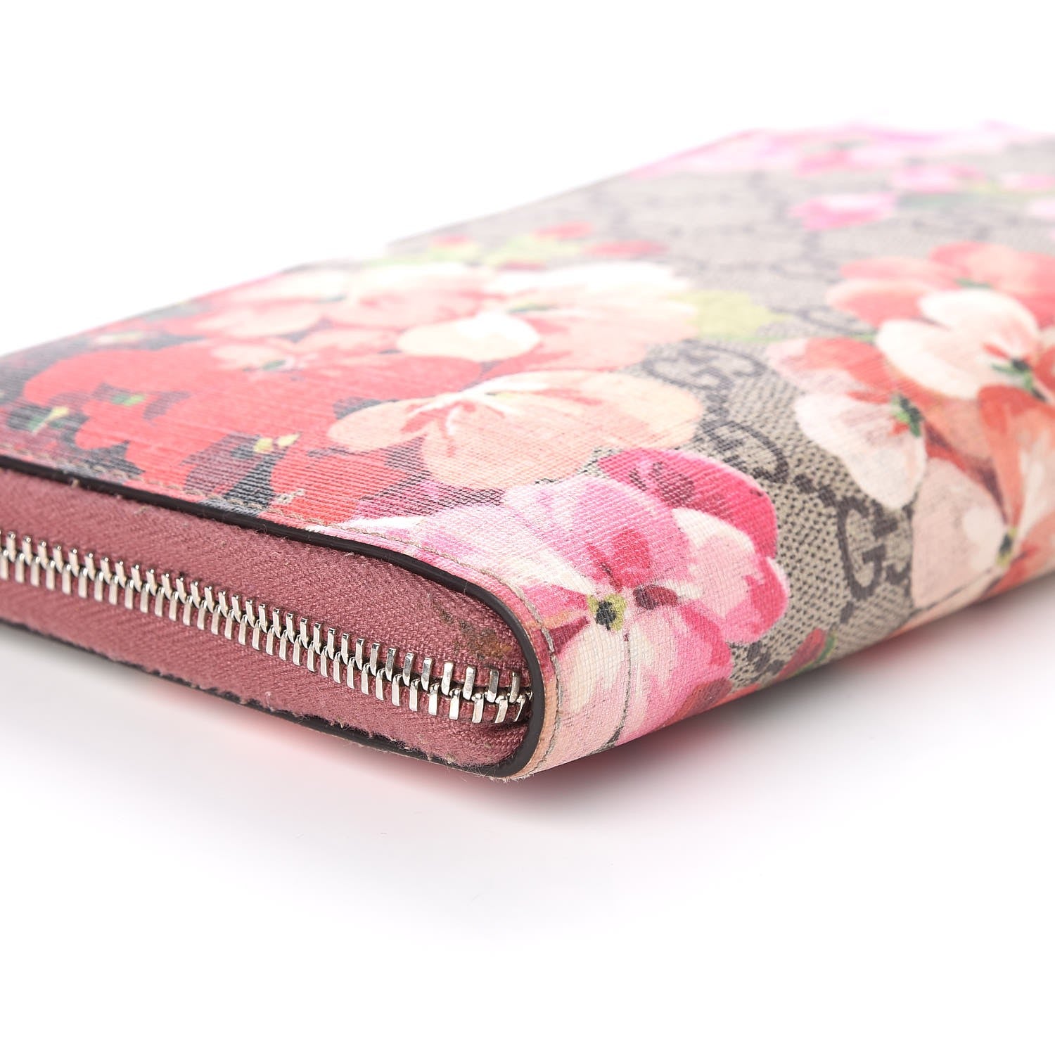 Gucci GG Supreme Monogram Blooms Zip Around Wallet Beige Multicolor Dry Rose 5 of 9