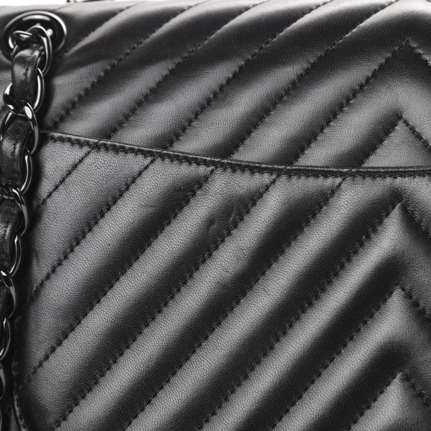 Chanel Lambskin Chevron Quilted Jumbo Double Flap So Black 17 of 19