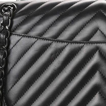 Chanel Lambskin Chevron Quilted Jumbo Double Flap So Black 17 of 19