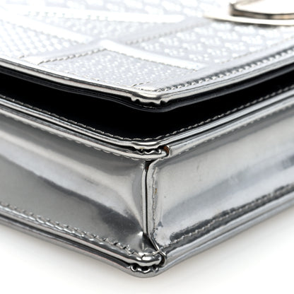 Christian Dior Metallic Patent Micro-Cannage Diorama Wallet on Chain Pouch Silver 8 of 10