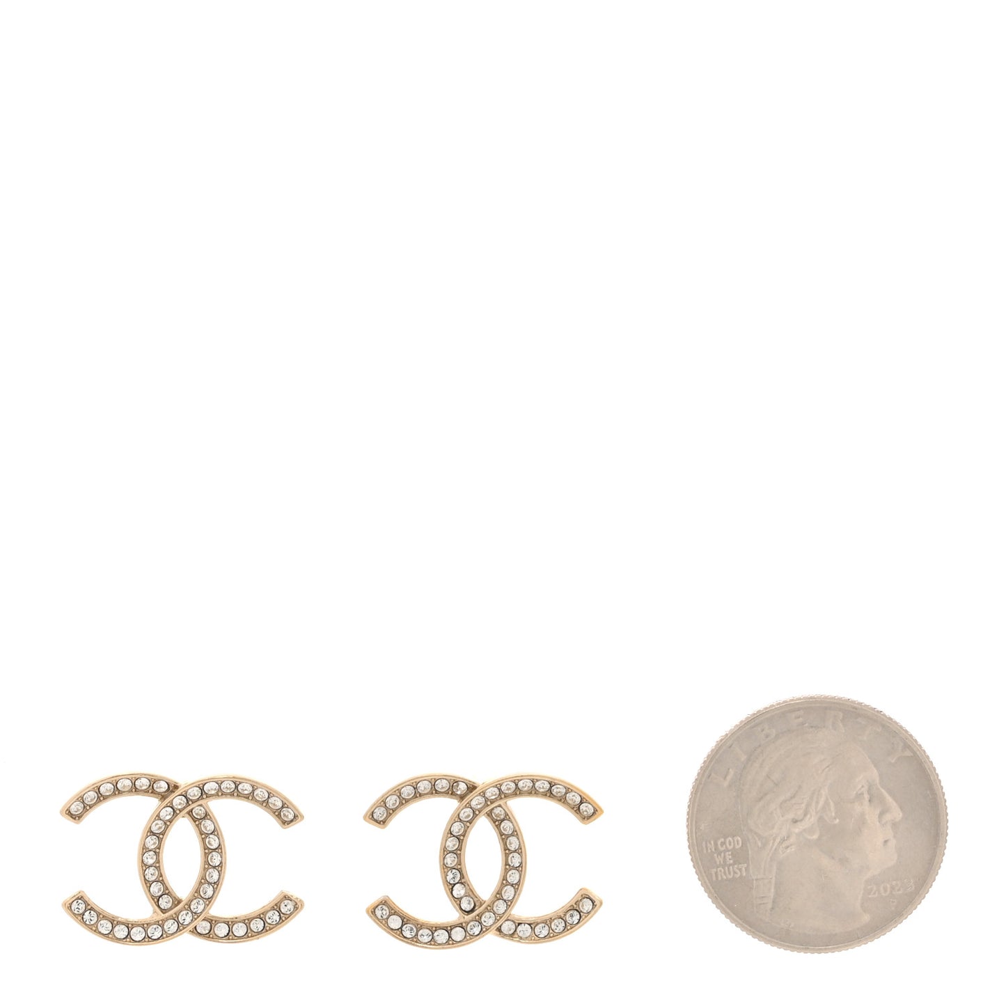 Crystal Large CC Earrings Gold
