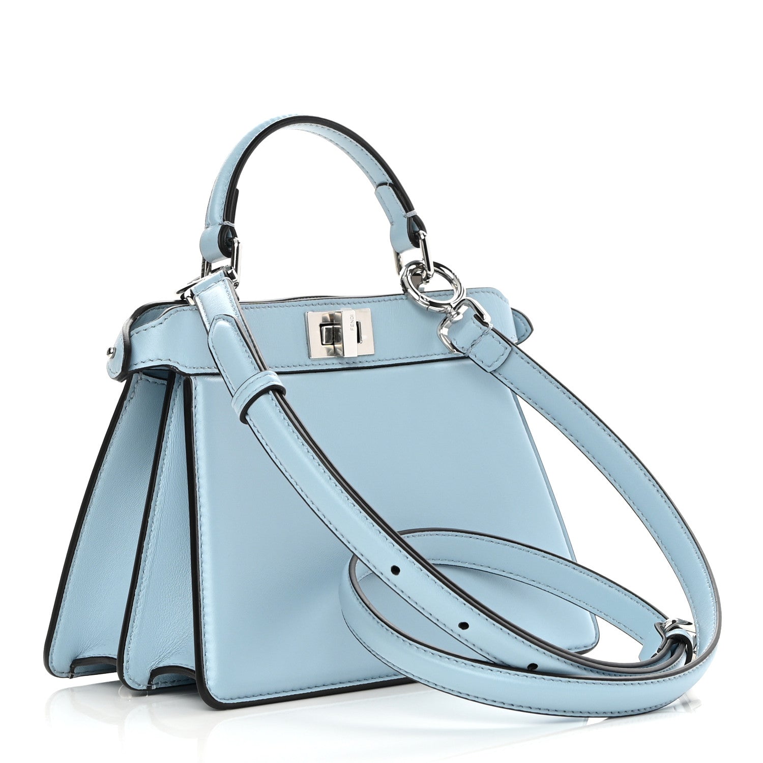 Fendi Shiny Nappa Petite Peekaboo I SEE U Satchel Azzurro Baby 5 of 12