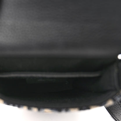 Christian Dior Oblique Grained Calfskin Vertical Saddle Pouch With Strap Beige Black 5 of 11