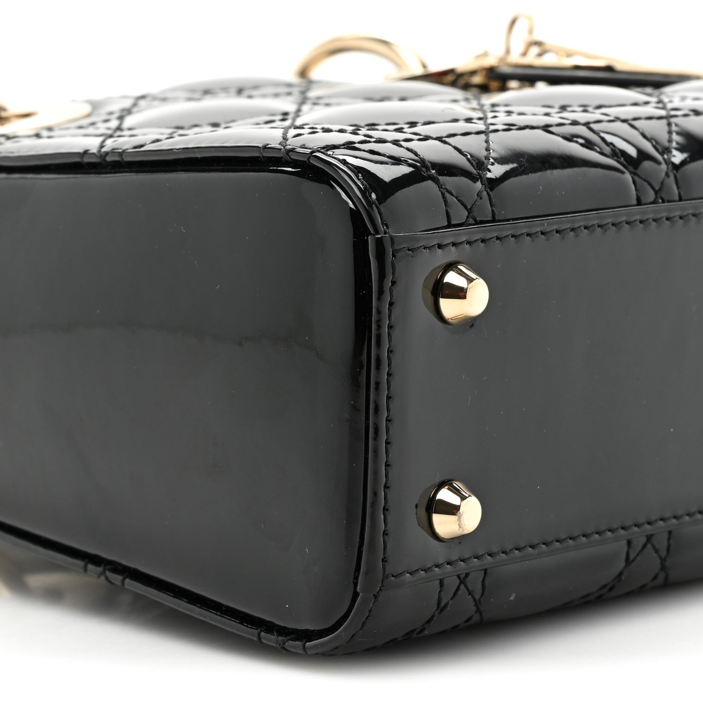 Patent Cannage Mini Lady Dior Black