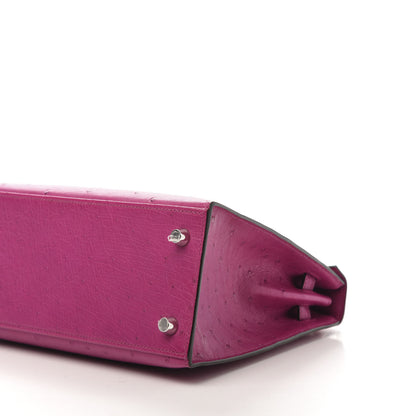 Hermes Ostrich Kelly Sellier 25 Rose Pourpre 7 of 12