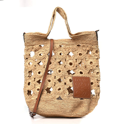 Loewe Raffia Crochet Slit Tote Bag Natural Tan 1 of 10