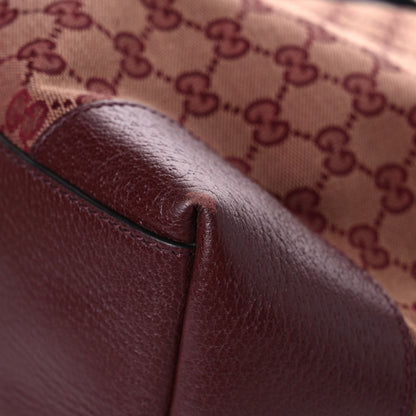 Gucci Monogram Textured Dollar Calfskin Web Medium Ophidia Shopping Tote Sahara Rubino Chardonnay 9 of 16