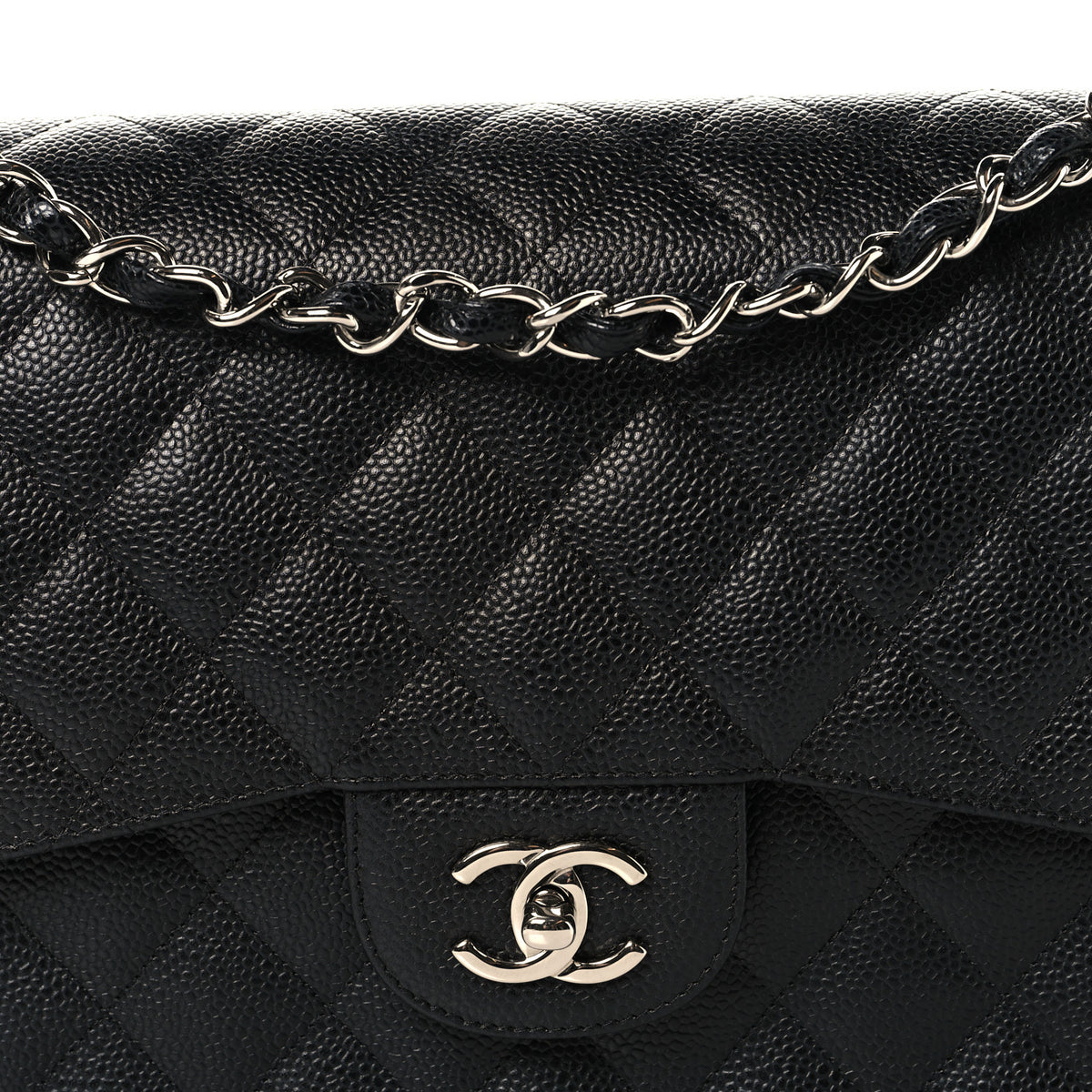 Caviar Quilted Jumbo Double Flap Black