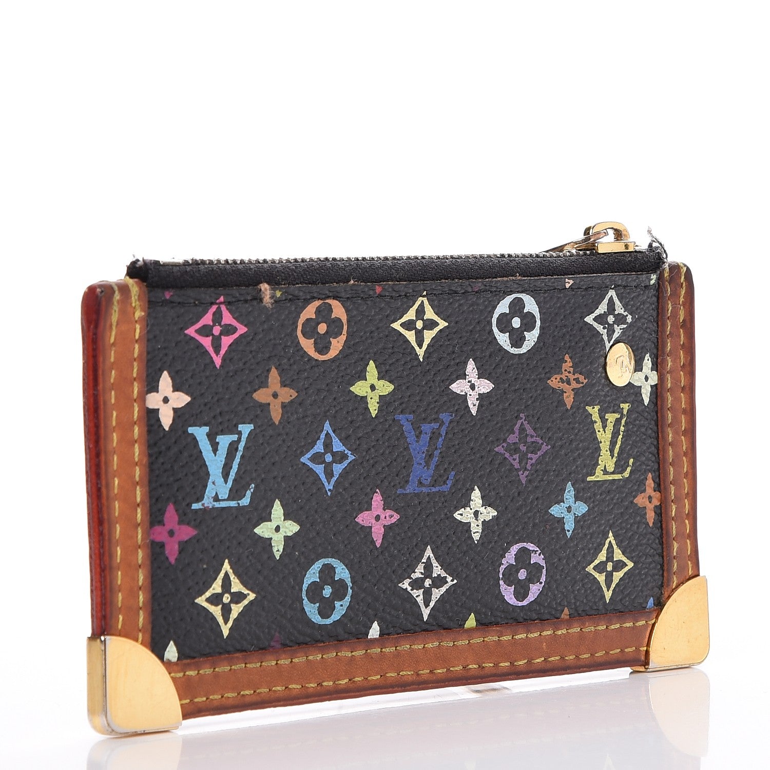 Louis Vuitton Monogram Multicolor Key Pouch Black 3 of 9