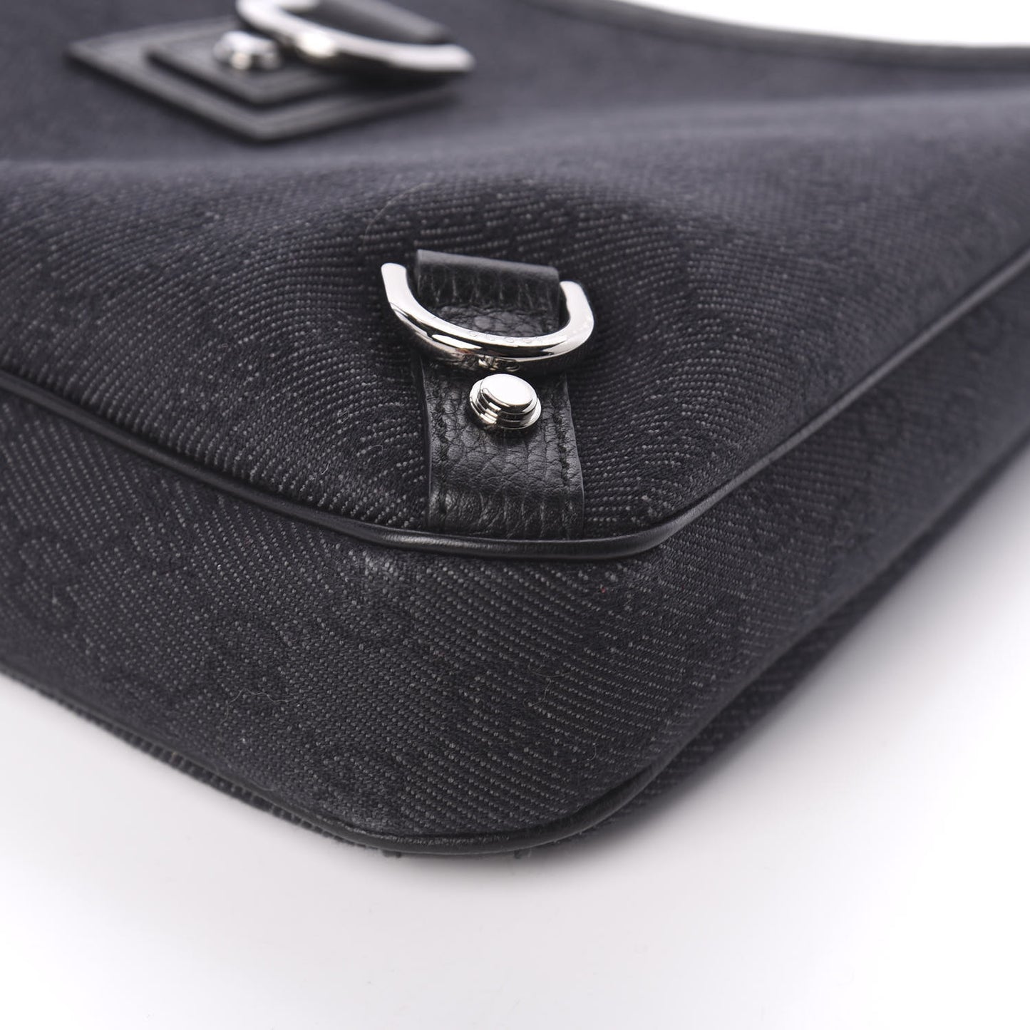 Denim Monogram Abbey D Ring Hobo Black