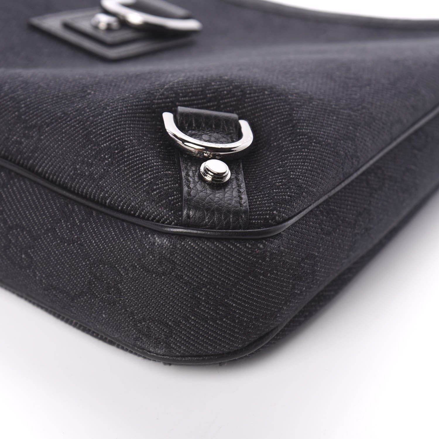 Gucci Denim Monogram Abbey D Ring Hobo Black 8 of 8