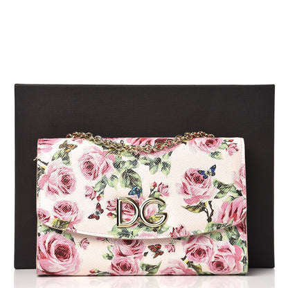 Dolce & Gabbana Dauphine Rose Print Wallet On Chain Pink 7 of 7