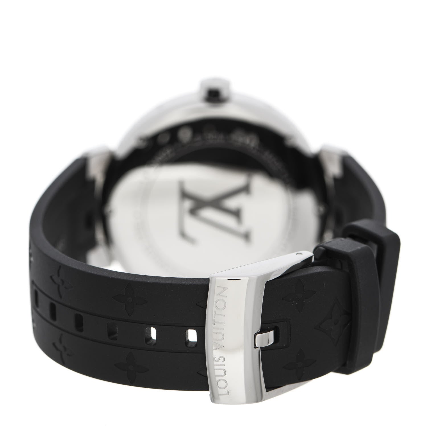 Louis Vuitton Stainless Steel Rubber Diamond 39mm Tambour Moon Devine Quartz Watch 3 of 5