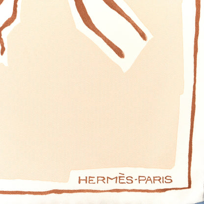 Hermes Silk Muslin Choreographie Equestre Scarf 70 Rose Nacre White 2 of 4
