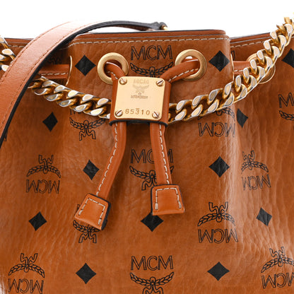 MCM Visetos Berlin Mini Drawstring Bucket Bag Cognac 8 of 11