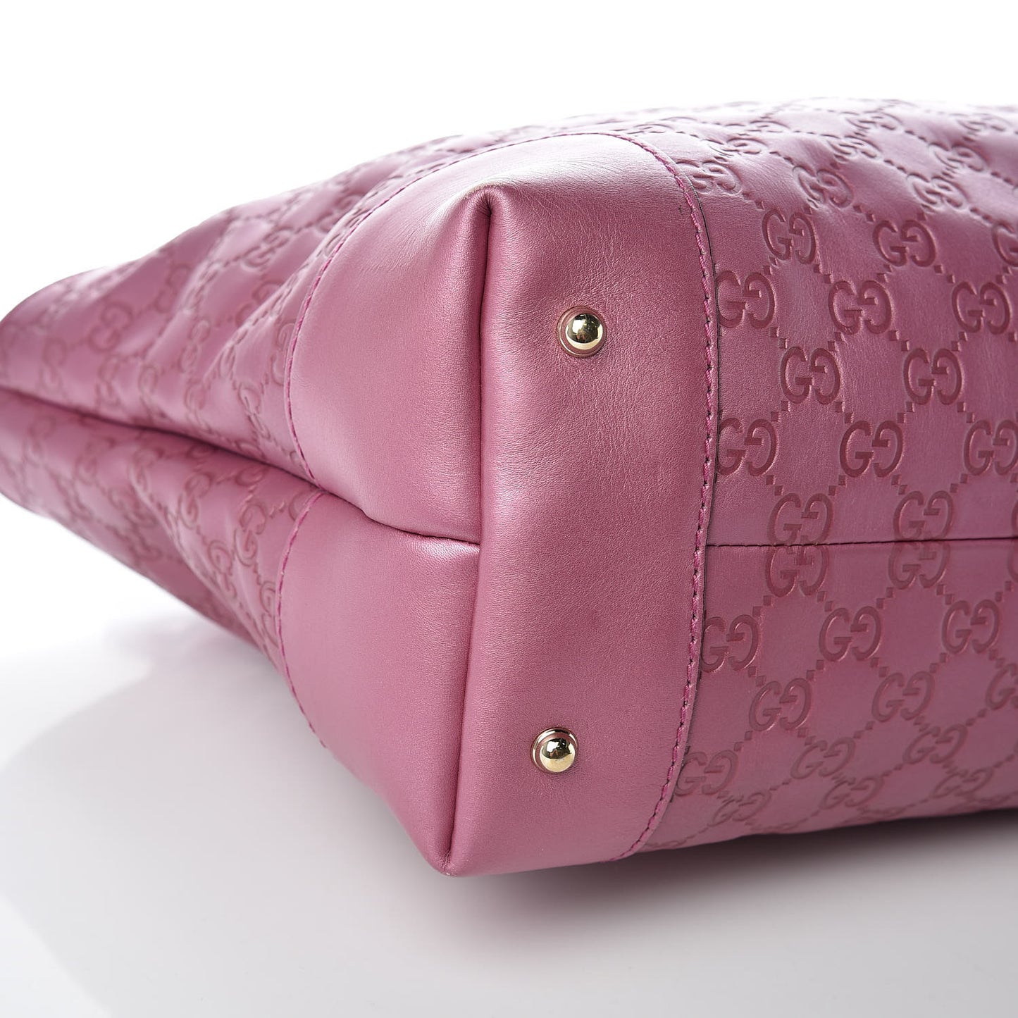 Metallic Soft Guccissima Large Heart Bit Charm Top Handle Tote Fresia Rose