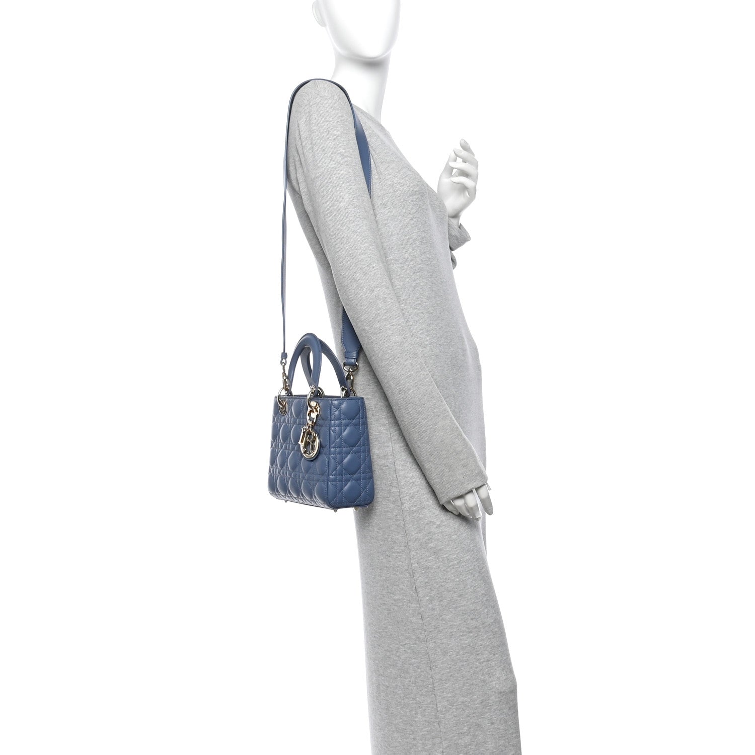 Christian Dior Lambskin Cannage Small My ABCDior Lady Dior Denim Blue 2 of 15