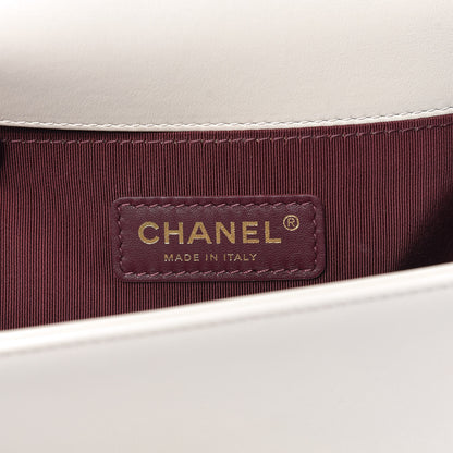 Chanel Caviar Suede Calfskin Chevron Medium Boy Flap White 6 of 13