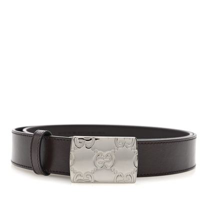 Gucci Plutone Calfskin Plaque GG 30mm Belt 90 36 Cocoa 1 of 4
