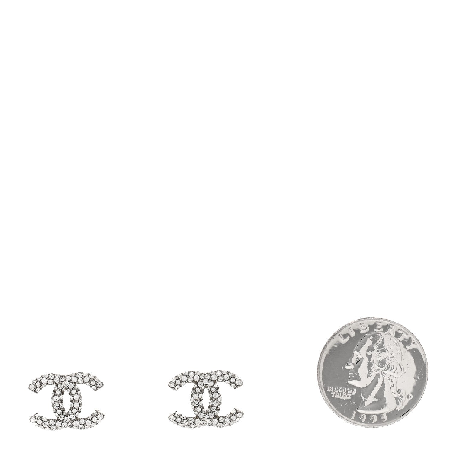 Chanel Crystal CC Earrings Silver 2 of 4