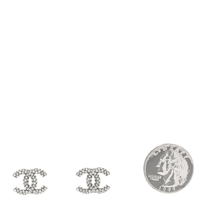 Chanel Crystal CC Earrings Silver 2 of 4