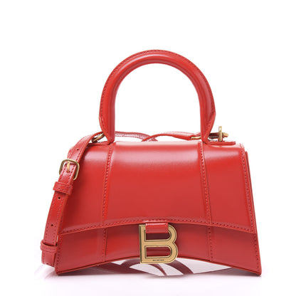 Balenciaga Shiny Box Calfskin Hourglass Top Handle Bag XS Bright Red 1 of 8