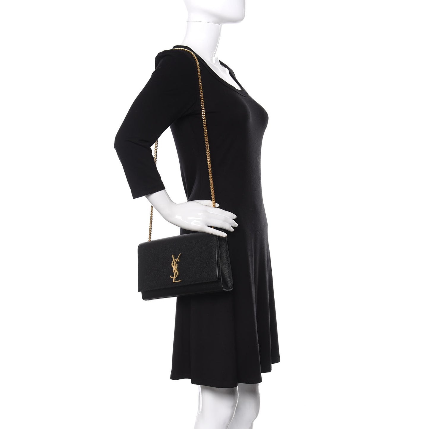Grain De Poudre Medium Classic Monogram Kate Satchel Black