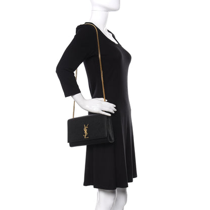 Saint Laurent Grain De Poudre Medium Classic Monogram Kate Satchel Black 2 of 10
