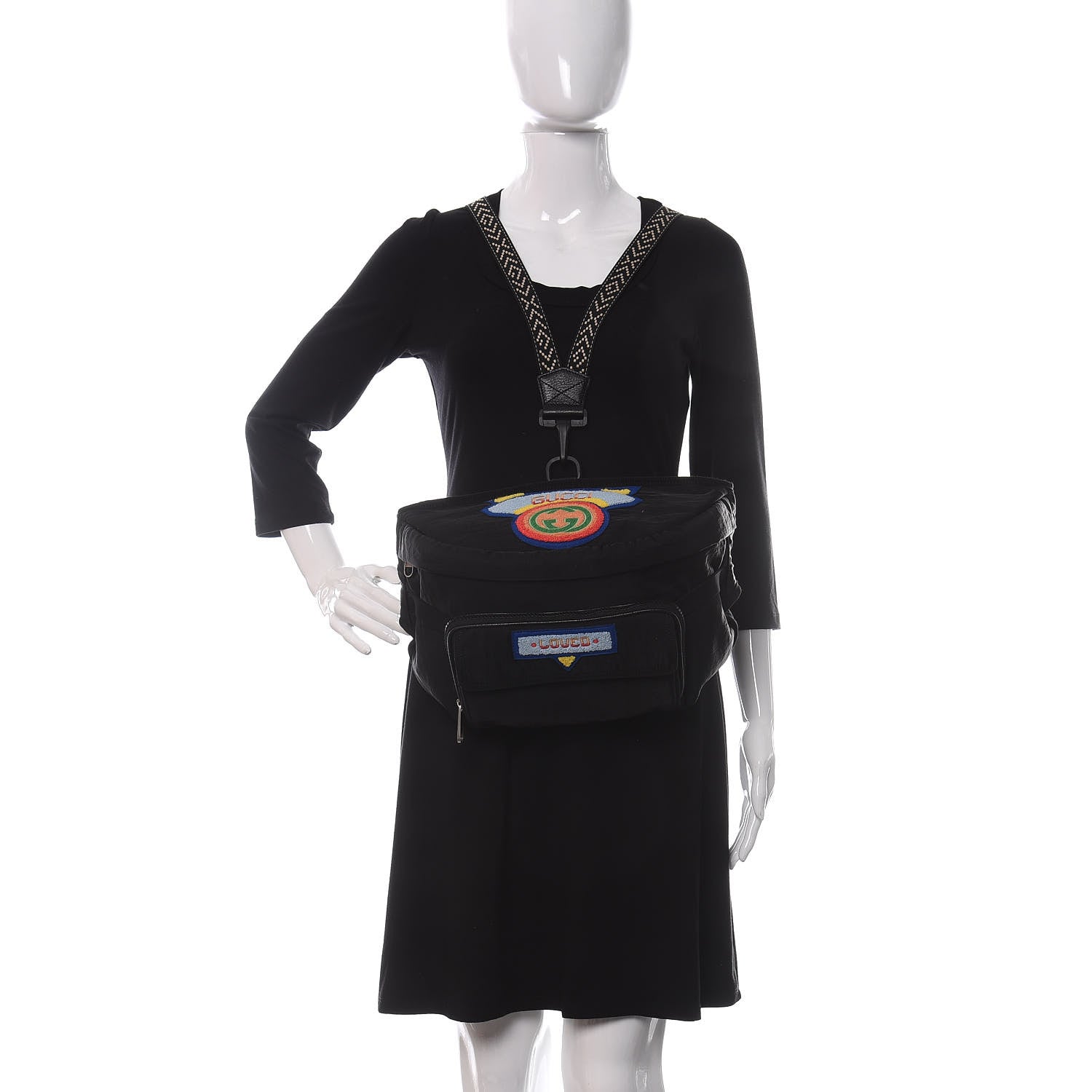 Gucci Nylon 80s Logo Patch Belt Bag Black 2 of 10